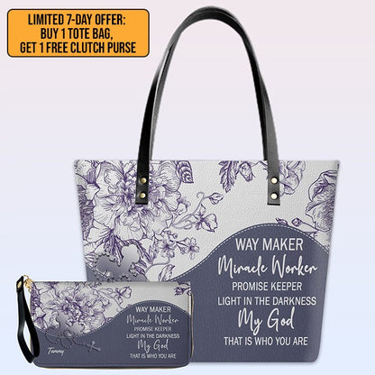 Buy 1 Personalized Christian Leather Tote Bag, Get 1 Free Clutch – Limited 7 Days Offer!