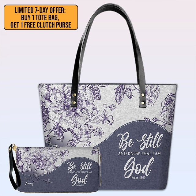 Buy 1 Personalized Christian Leather Tote Bag, Get 1 Free Clutch – Limited 7 Days Offer!