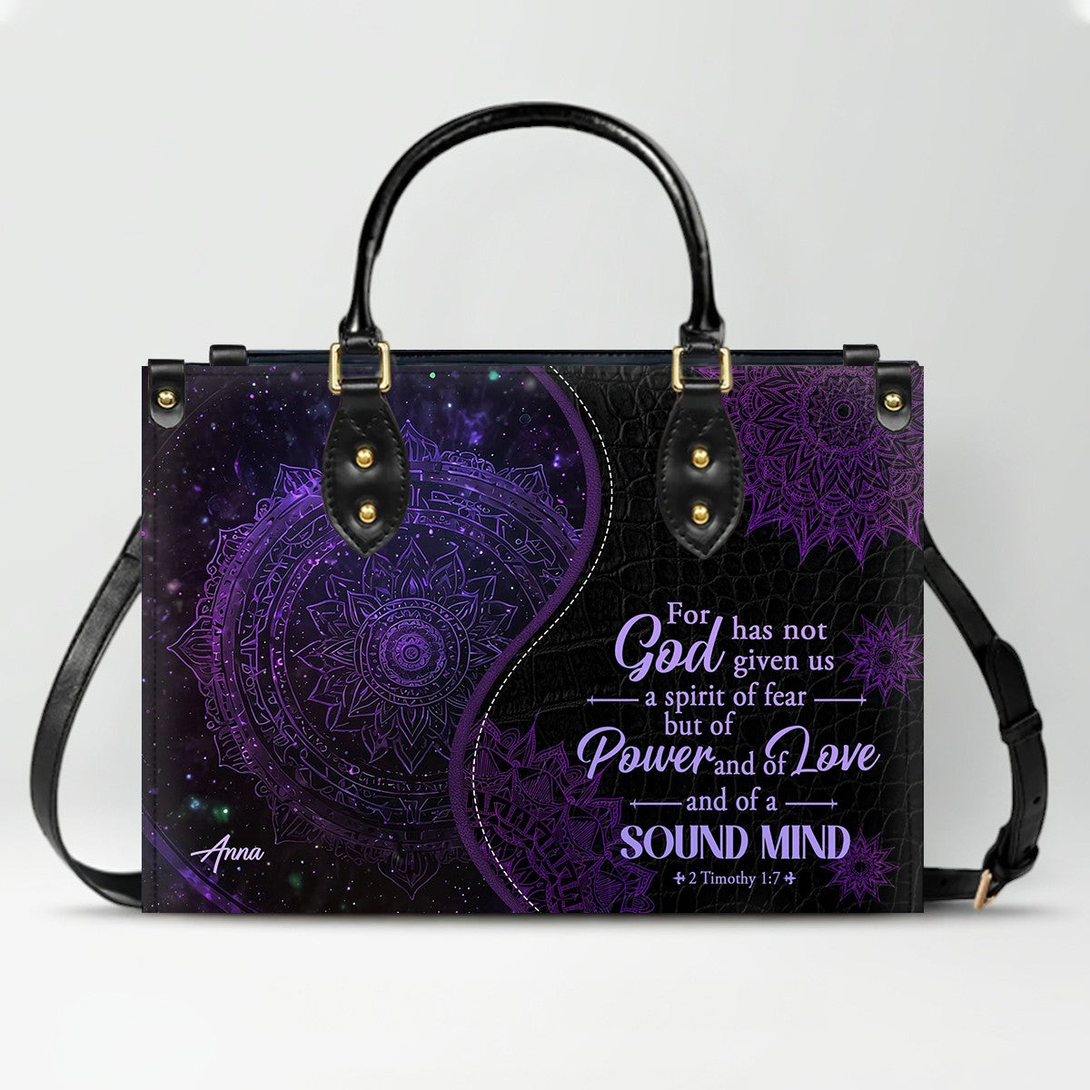 Personalized Christian Leather Handbag – “I Know the Plans I Have for You” Jeremiah 29:11 Mandala Design | CHRISTIANARTBAG™