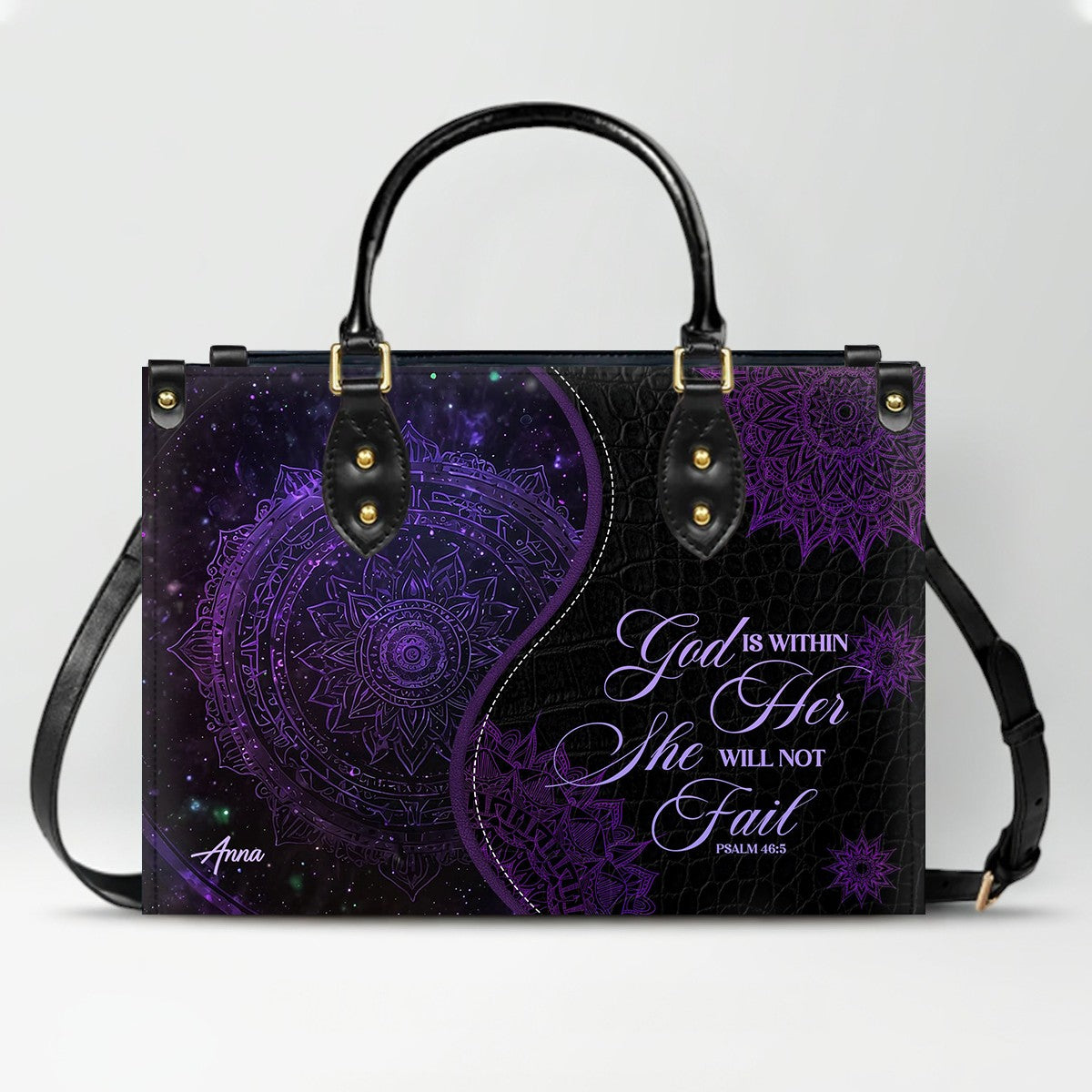 Personalized Christian Leather Handbag – “I Know the Plans I Have for You” Jeremiah 29:11 Mandala Design | CHRISTIANARTBAG™