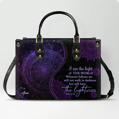 Personalized Christian Leather Handbag – “I Know the Plans I Have for You” Jeremiah 29:11 Mandala Design | CHRISTIANARTBAG™