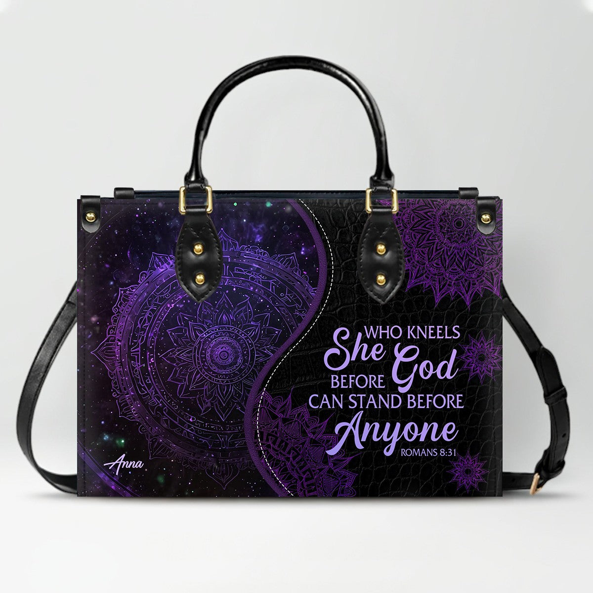 Personalized Christian Leather Handbag – “I Know the Plans I Have for You” Jeremiah 29:11 Mandala Design | CHRISTIANARTBAG™