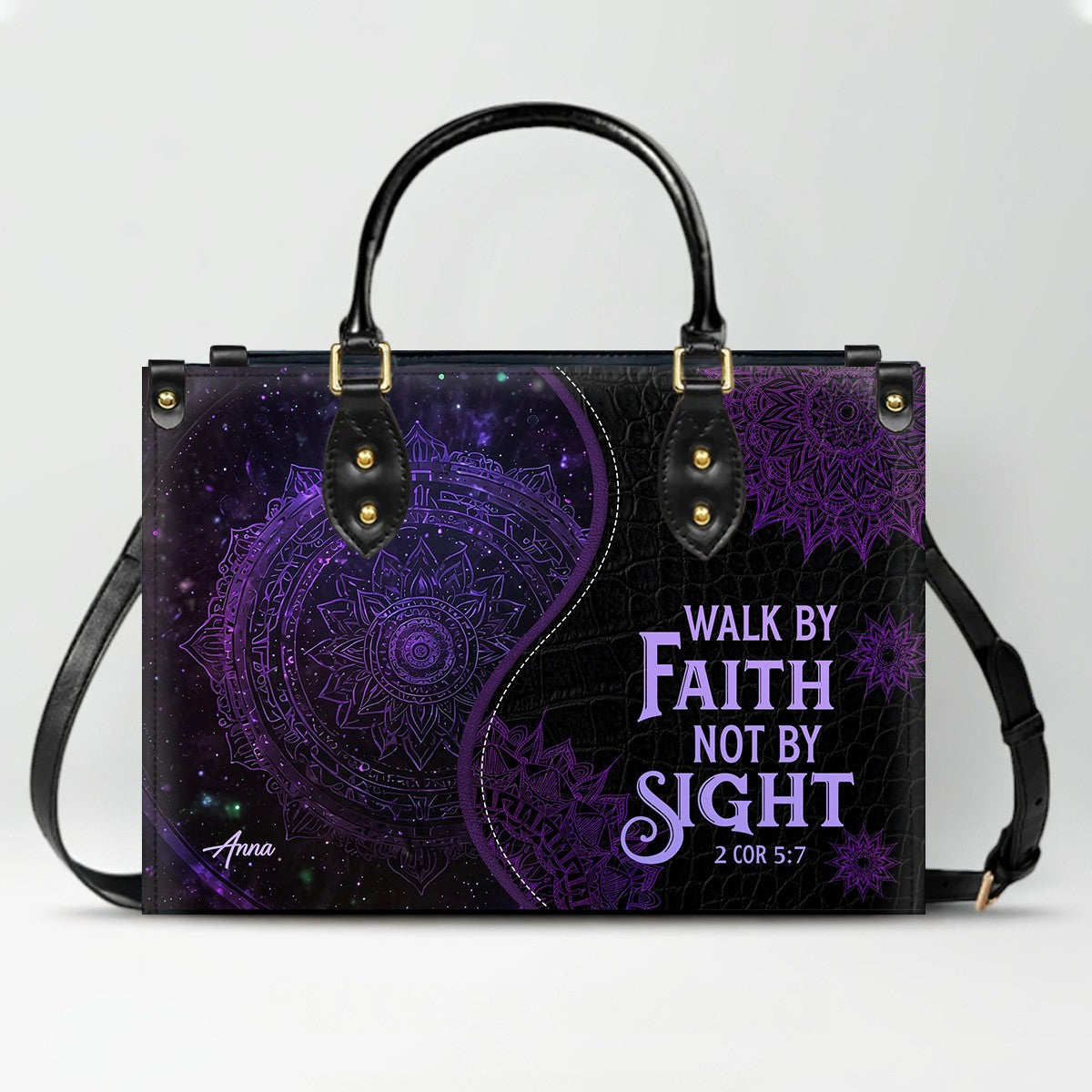 Personalized Christian Leather Handbag – “I Know the Plans I Have for You” Jeremiah 29:11 Mandala Design | CHRISTIANARTBAG™