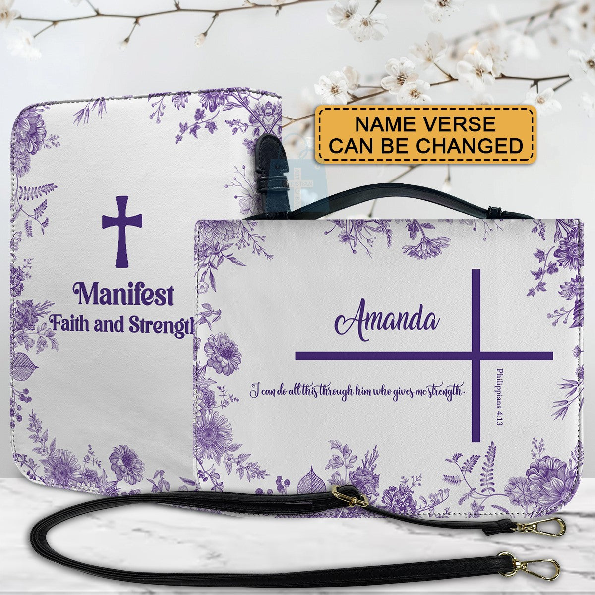 CHRISTIANARTBAG Bible Cover - Manifest Your Strength in Christ - Personalized Bible Cover, CABBBCV01112324.