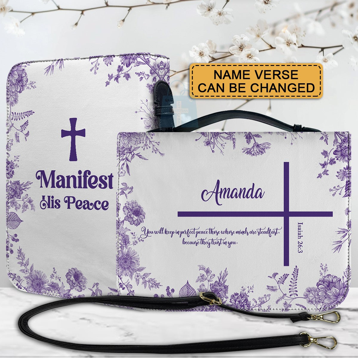 CHRISTIANARTBAG Bible Cover - Manifest Your Strength in Christ - Personalized Bible Cover, CABBBCV01112324.