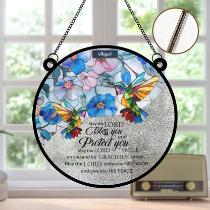 Personalized Christian Suncatcher – Acrylic & Wood Window Hanging Ornament with Bible Verse | CHRISTIANARTBAG