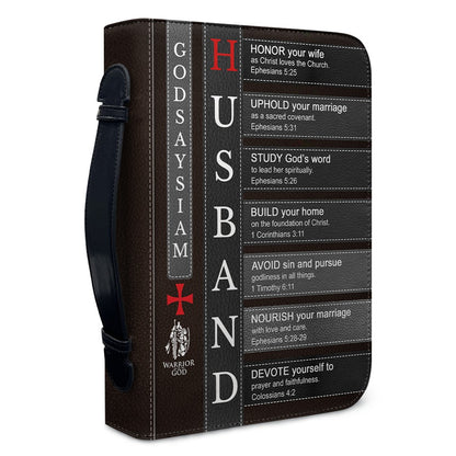 Personalized Bible Cover for Husband - Custom Name Meaning Bible Verse Case - CHRISTIANARTBAG CAB01050526