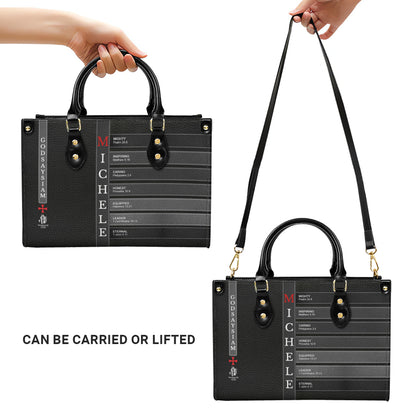 Personalized Christian Leather Handbag – Each Letter of Your Name with a Bible Verse | CHRISTIANARTBAG