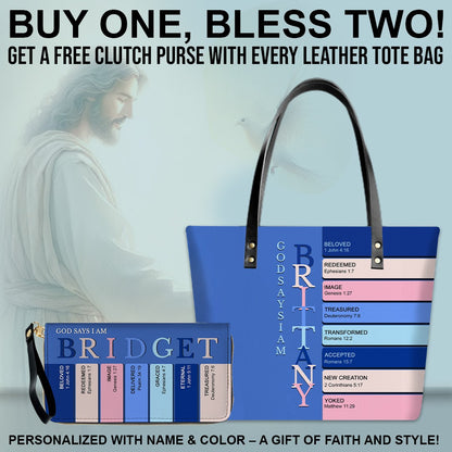 Uncover the sacred meaning of your name - Personalized Leather TOTE Bag Luxury – Free Clutch Purse Gift | CHRISTIANARTBAG