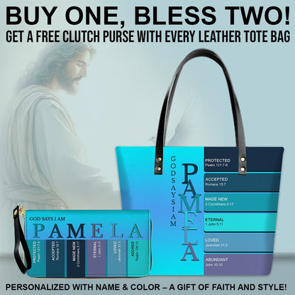Uncover the sacred meaning of your name - Personalized Leather TOTE Bag Luxury – Free Clutch Purse Gift | CHRISTIANARTBAG