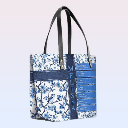 Personalized Leather Tote Bag Luxury – Custom Name Christian Bible Verse Handbag for Women