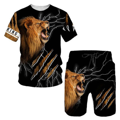 Christianartbag Clothing, Men's T-shirt Set 3D Fierce Lion, Christian 3D T-Shirt, Christian 3D Hoodie, Christian 3D Sweater, Personalized Hoodies. - Christian Art Bag