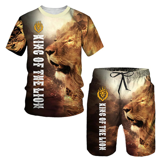 Christianartbag Clothing, Men's T-shirt Set 3D Fierce Lion, Christian 3D T-Shirt, Christian 3D Hoodie, Christian 3D Sweater, Personalized Hoodies. - Christian Art Bag