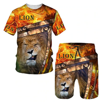 Christianartbag Clothing, Men's T-shirt Set 3D Fierce Lion, Christian 3D T-Shirt, Christian 3D Hoodie, Christian 3D Sweater, Personalized Hoodies. - Christian Art Bag