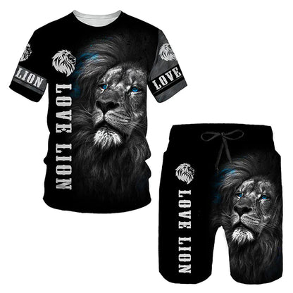 Christianartbag Clothing, Men's T-shirt Set 3D Fierce Lion, Christian 3D T-Shirt, Christian 3D Hoodie, Christian 3D Sweater, Personalized Hoodies. - Christian Art Bag