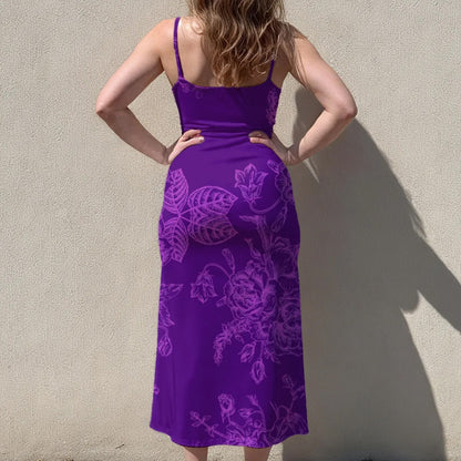 Christian Faith Dress for Women – Bible Verses Purple Print Maxi Dress with Bible Verses | Uncover the sacred meaning of your name