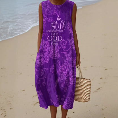 Personalized Christian Sleeveless Maxi Dress – Bible Verse Floral Dress for Women | Faith-Inspired Summer Outfit