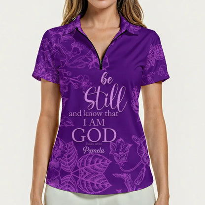 Personalized Women's Polo Shirt – 'I Am Strong Worthy Loved Enough' Floral Design with Custom Name