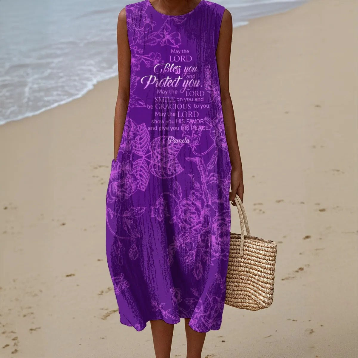 Personalized Christian Sleeveless Maxi Dress – Bible Verse Floral Dress for Women | Faith-Inspired Summer Outfit