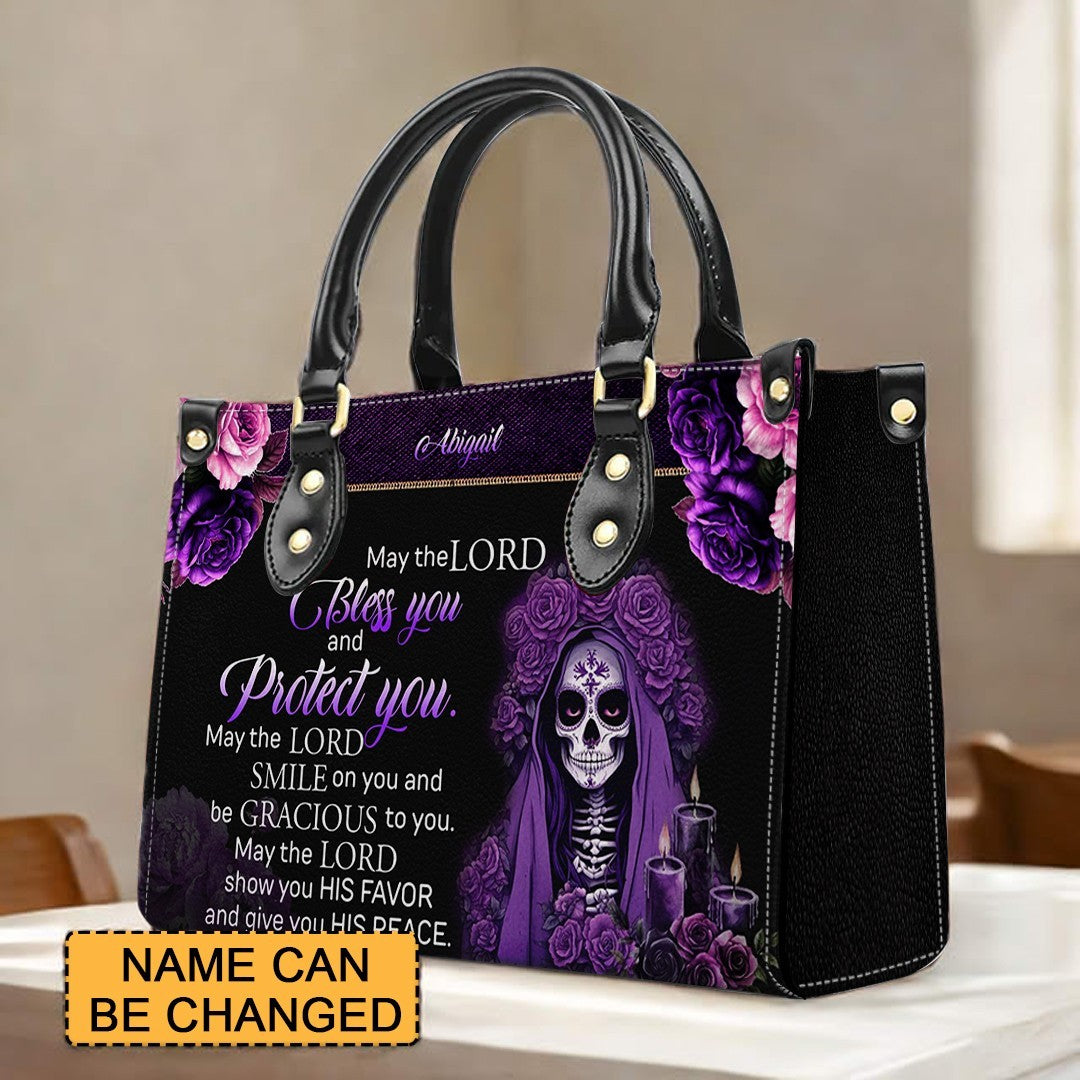 CHRISTIANARTBAG Handbags - Bless You and Protect You | Día de los Muertos Style – Mexican Sugar Skull & Bible Verse Bag for Women