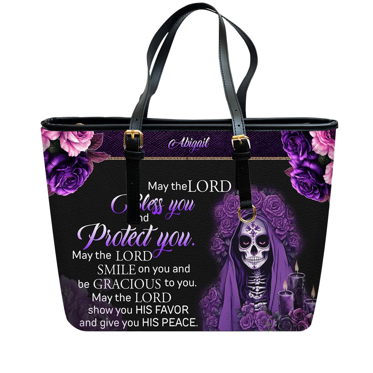 CHRISTIANARTBAG Handbags - Bless You and Protect You | Día de los Muertos Style – Mexican Sugar Skull & Bible Verse Bag for Women