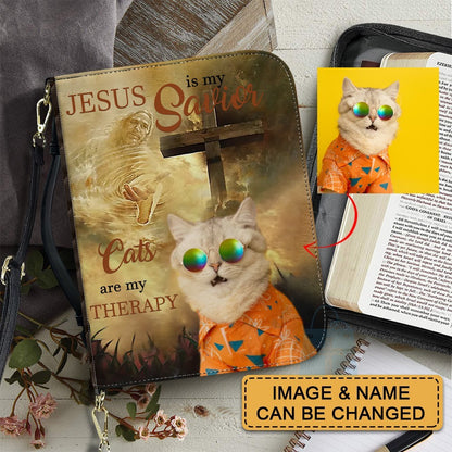 CHRISTIANARTBAG Bible Cover - Jesus Is My Savior Dogs Are My Therapy - Personalized Pet Bible Covers, CABBBCV01190525.