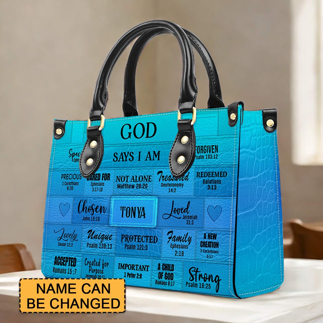 Christianartbag Handbags, God Says I Am Leather Handbag, Personalized Bags, Gifts for Women, Christmas Gift, CABLTB0117724.