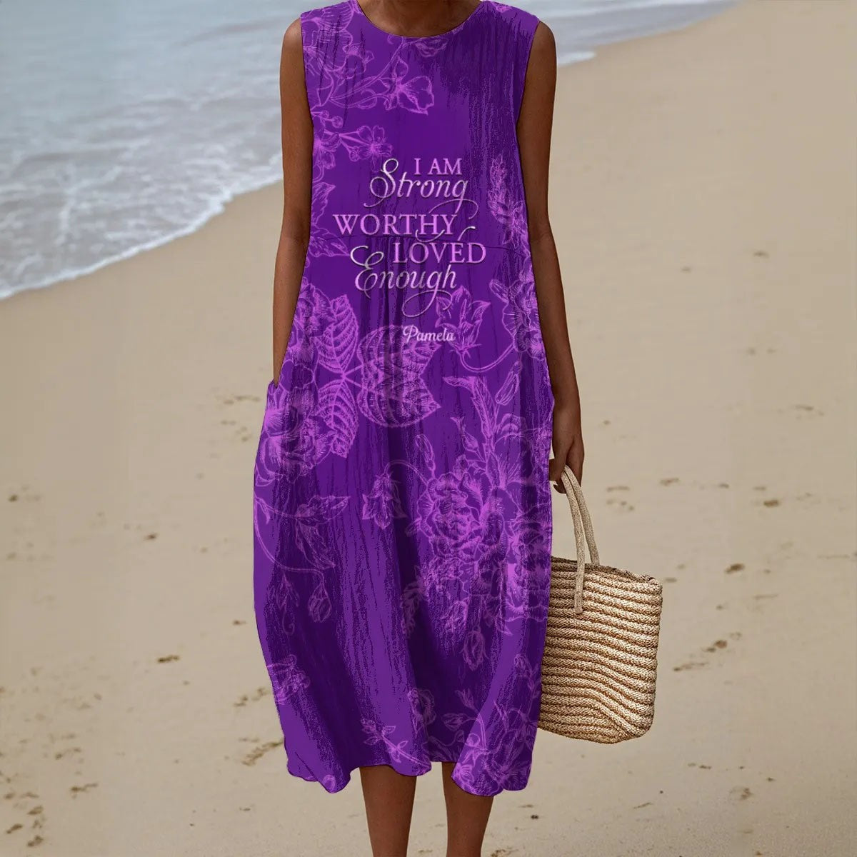 Personalized Christian Sleeveless Maxi Dress – Bible Verse Floral Dress for Women | Faith-Inspired Summer Outfit