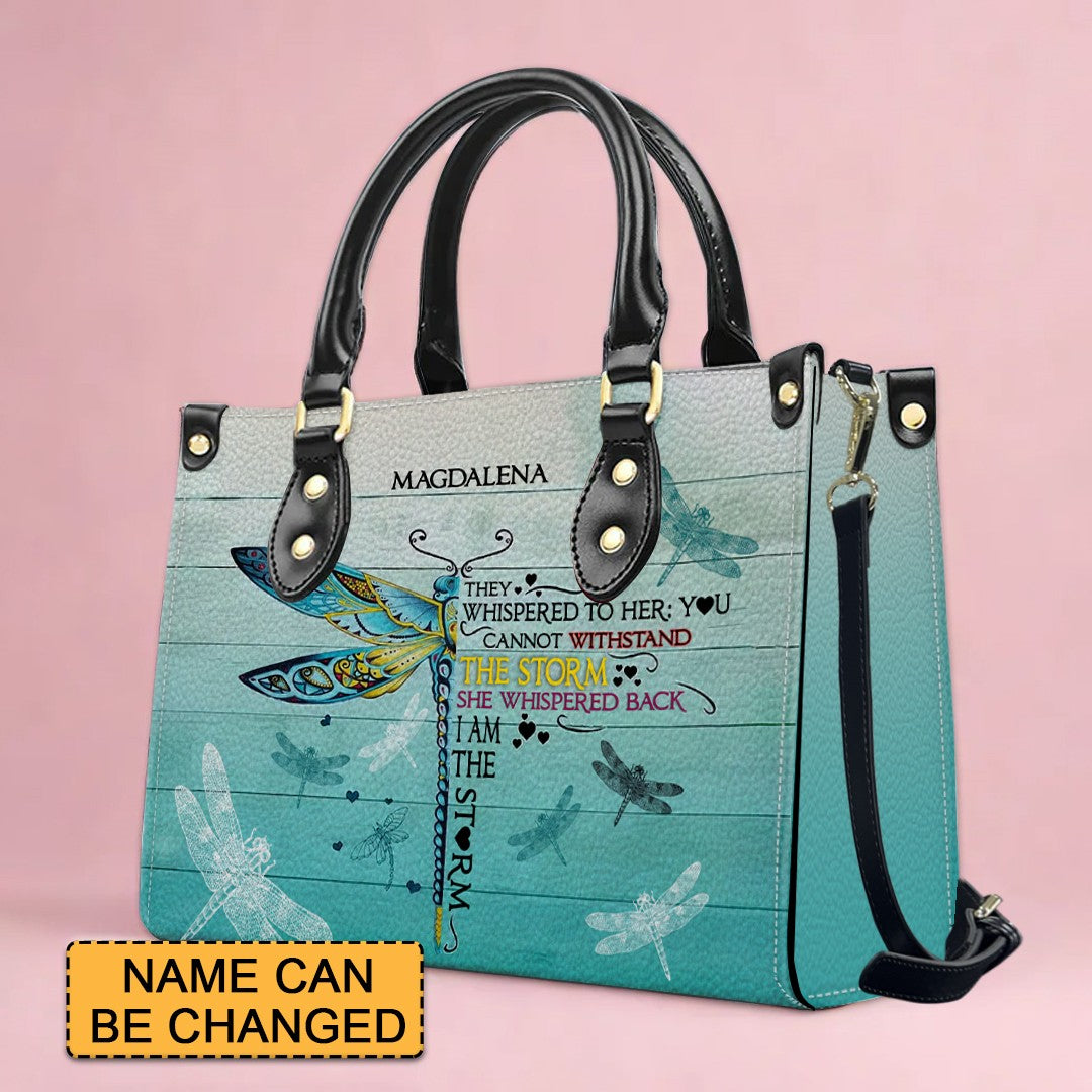 She Whispered Back I Am The Storm - Personalized Leather Handbag