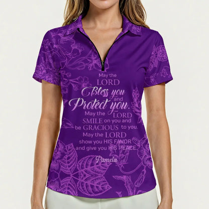 Personalized Women's Polo Shirt – 'I Am Strong Worthy Loved Enough' Floral Design with Custom Name