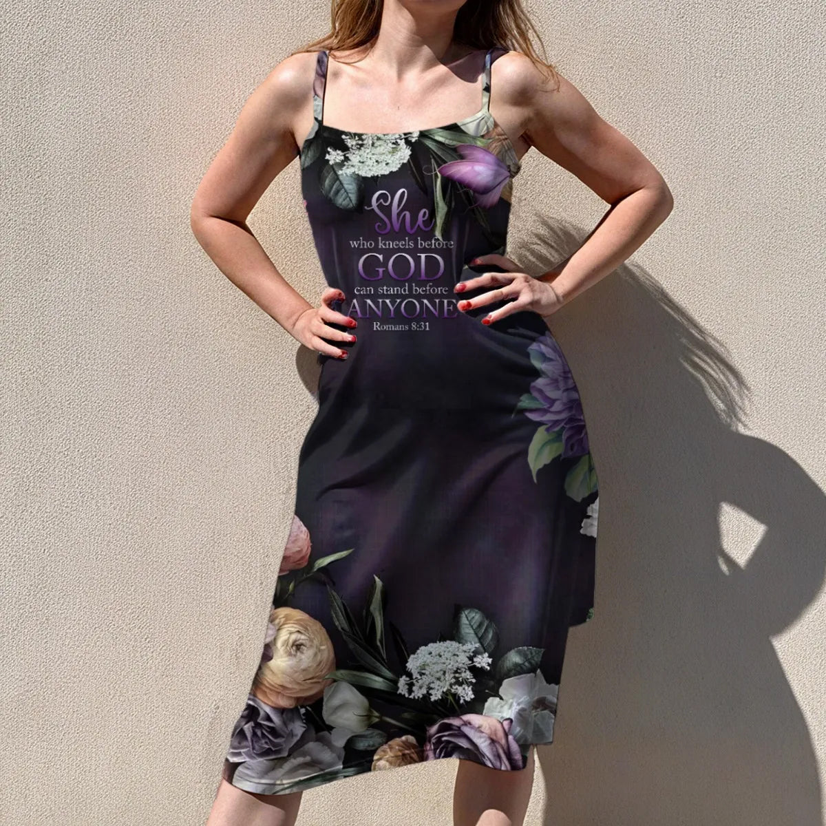 Christian Faith Dress for Women – Bible Verses Floral Print Maxi Dress with Bible Verses | Inspirational Religious Summer Dress
