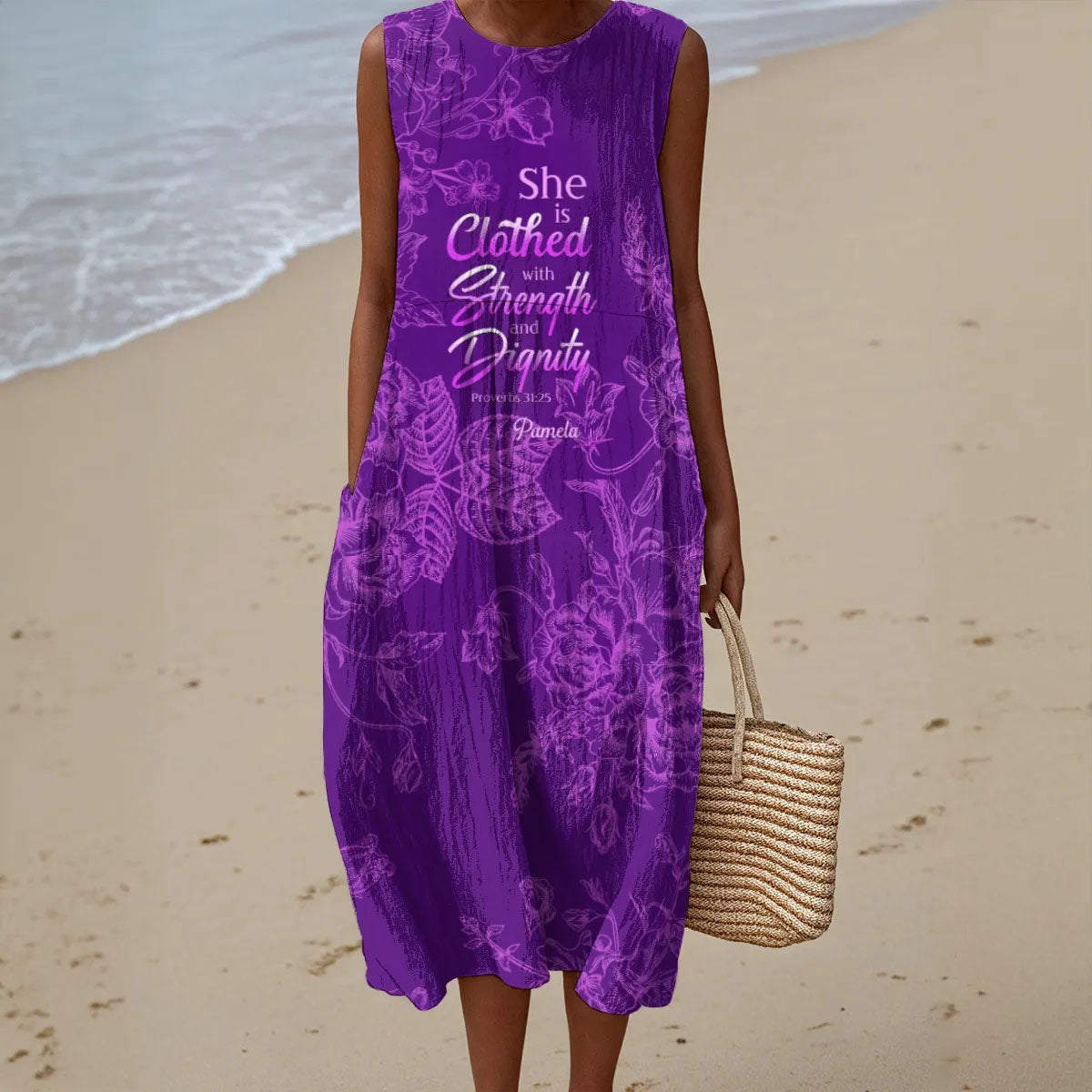 Personalized Christian Sleeveless Maxi Dress – Bible Verse Floral Dress for Women | Faith-Inspired Summer Outfit