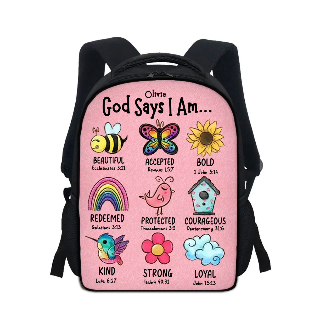Personalized Christian Backpacks for Kids with Bible Verses – God Says I Am Collection
