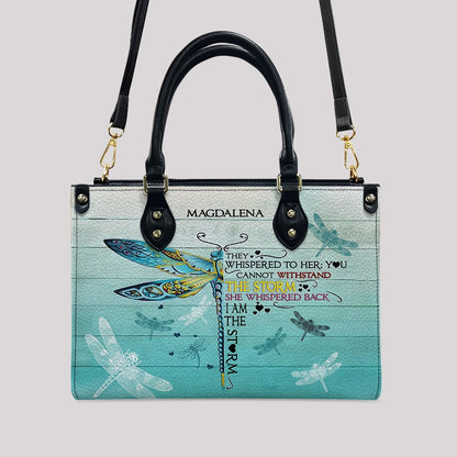 She Whispered Back I Am The Storm - Personalized Leather Handbag