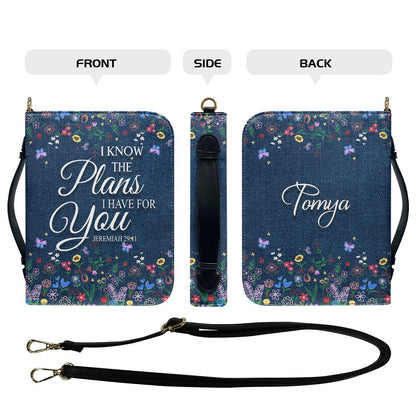 CHRISTIANARTBAG Bible Cover - I Know The Plans I Have For You - Custom Name and Bible Verse - Personalized Bible Cover, CABBBCV01180625
