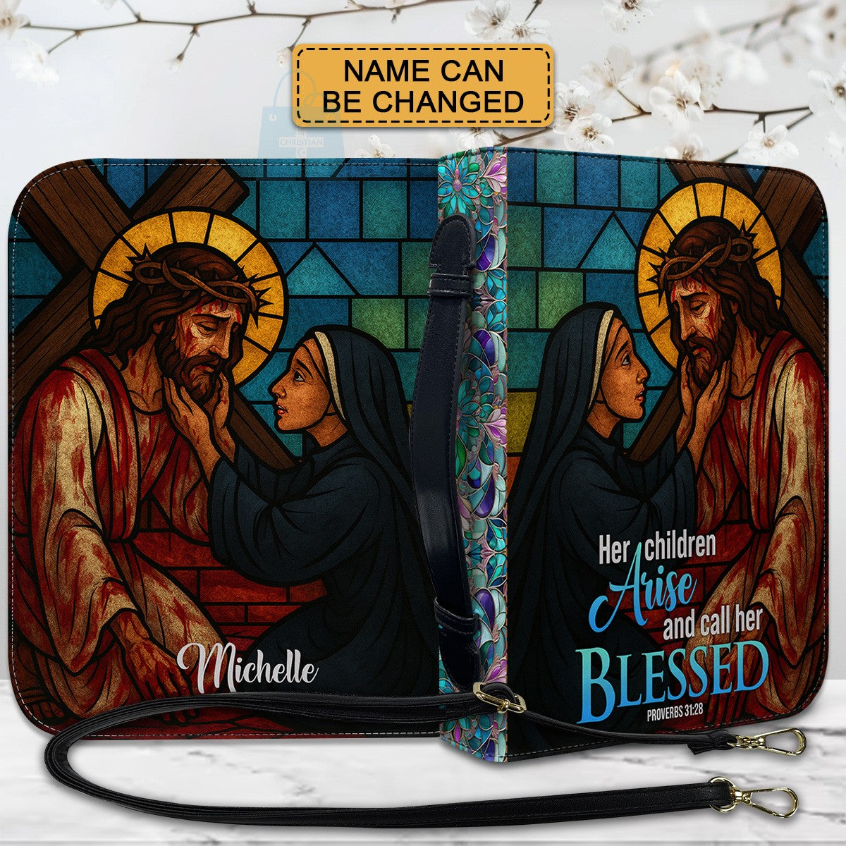 CHRISTIANARTBAG Bible Cover - Her children arise and call her blessed Proverbs 31 28 - Personalized Bible Cover - Christian Gifts 02041025