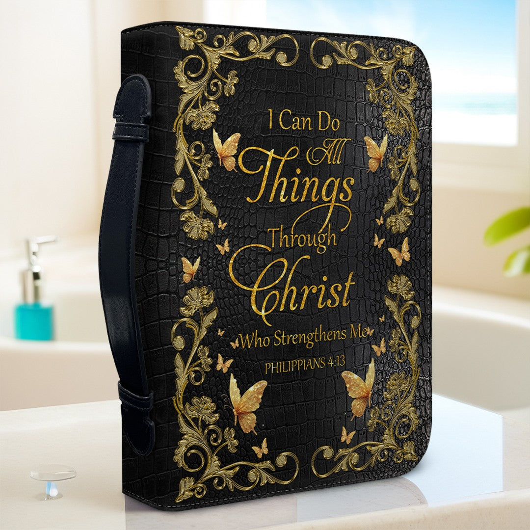 CHRISTIANARTBAG Bible Cover - I Can Do All Things Through Christ - Custom Name and Bible Verse - Personalized Bible Cover, CABBBCV0160525