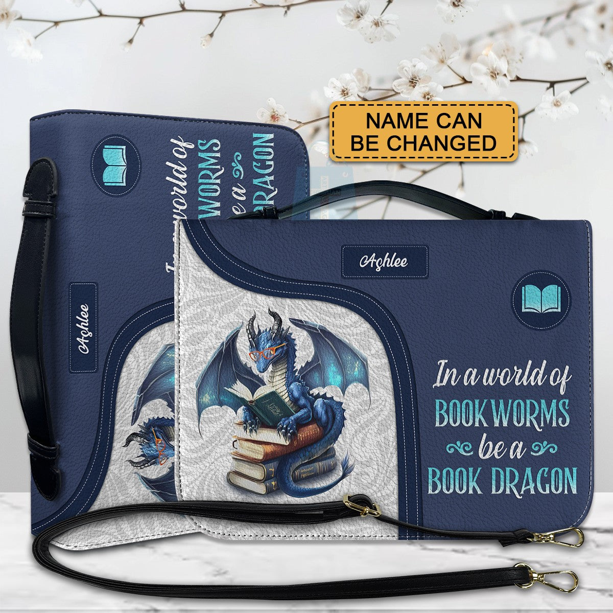 CHRISTIANARTBAG Book Covers - In A World Of Book Worms Be A Book Dragon - Dragon Book Cover - Personalized Book Cover.