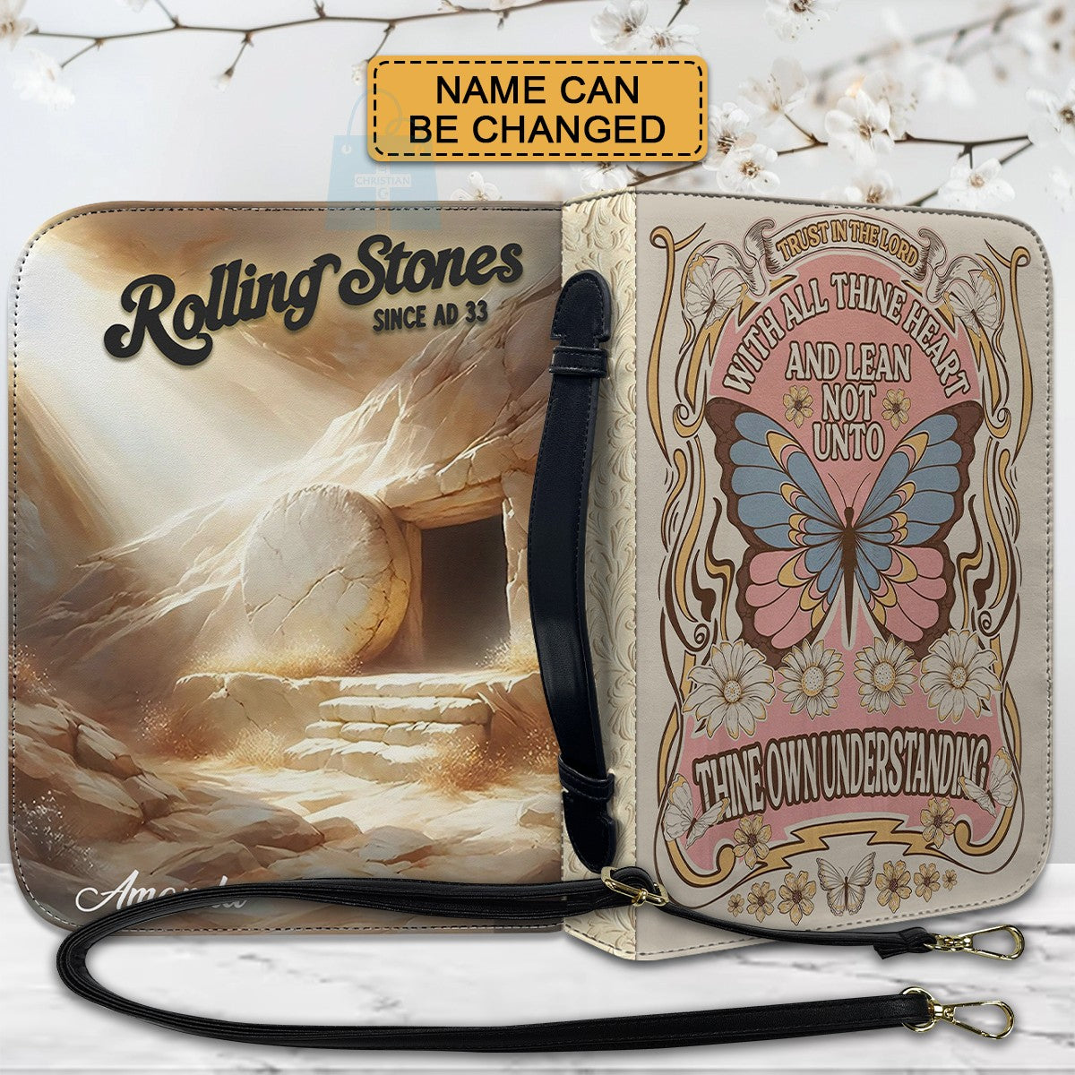 CHRISTIANARTBAG Bible Cover - Trust In The Lord - Rolling Stones Since AD 33 - Personalized Bible Cover Retro, CABBBCV02180525.