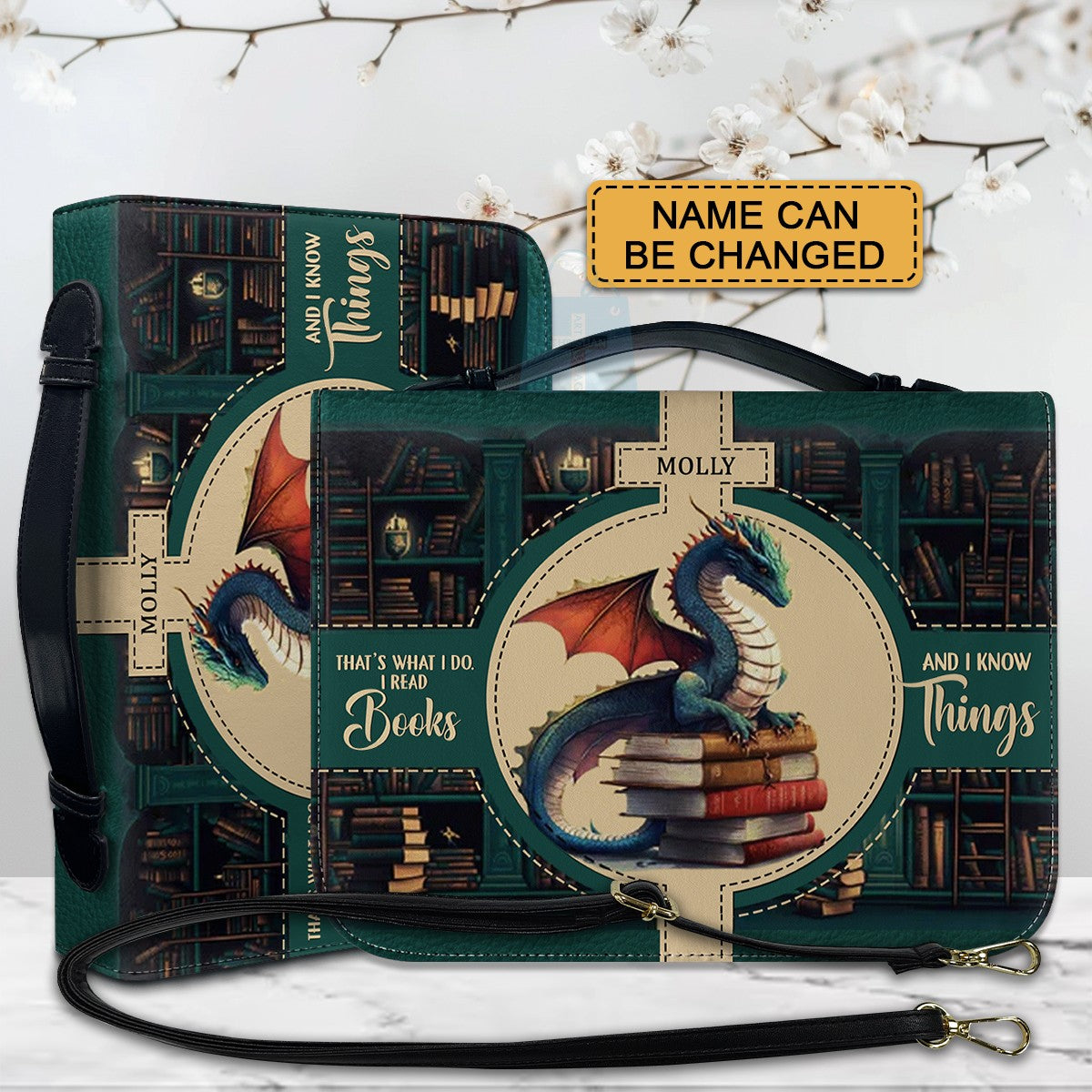 CHRISTIANARTBAG Book Covers - That's What I Do I Read Books And I Know Things - Dragon Book Cover - Personalized Book Cover.