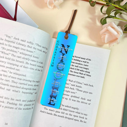 Personalized Christian Leather Bookmark – Custom Name & Bible Verses – God Says I Am Gift for Book Lovers