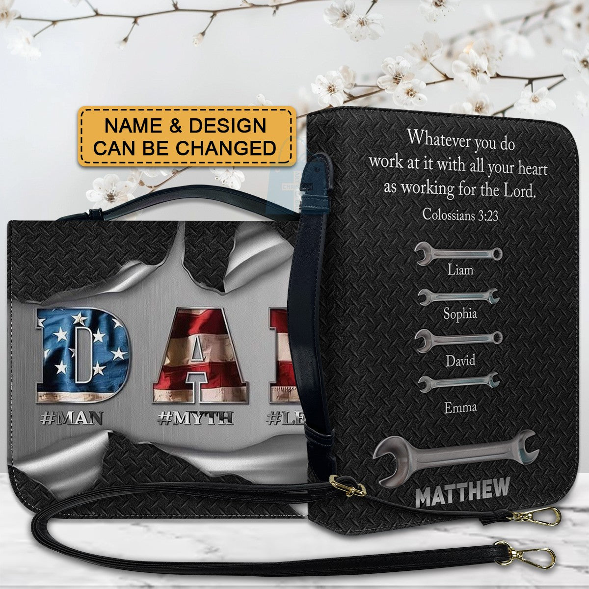 CHRISTIANARTBAG Bible Cover - Personalized Bible Cover for Dad – Custom Christian Gift with Name & Profession - CAB01052425