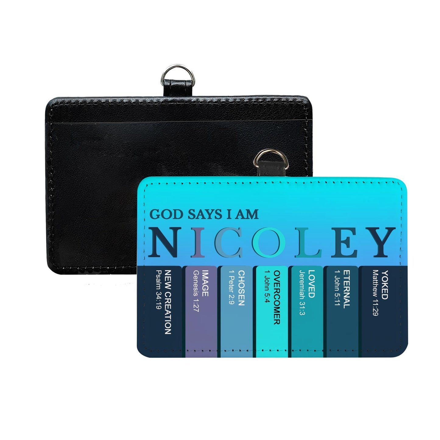 Personalized Leather Badge Holder with Bible Verses – Christian Name ID Tag for Nurses, Teachers & Professionals - CAB02051525