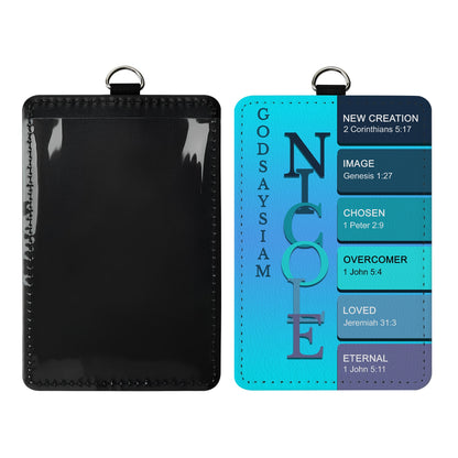 Personalized Leather Badge Holder with Bible Verses – Christian Name ID Tag for Nurses, Teachers & Professionals - CAB02051525