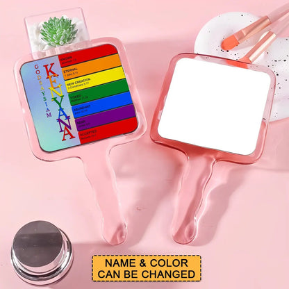 Personalized Christian Handheld Mirror with Bible Verses – Custom Name Makeup Mirror Gift for Women & Girls