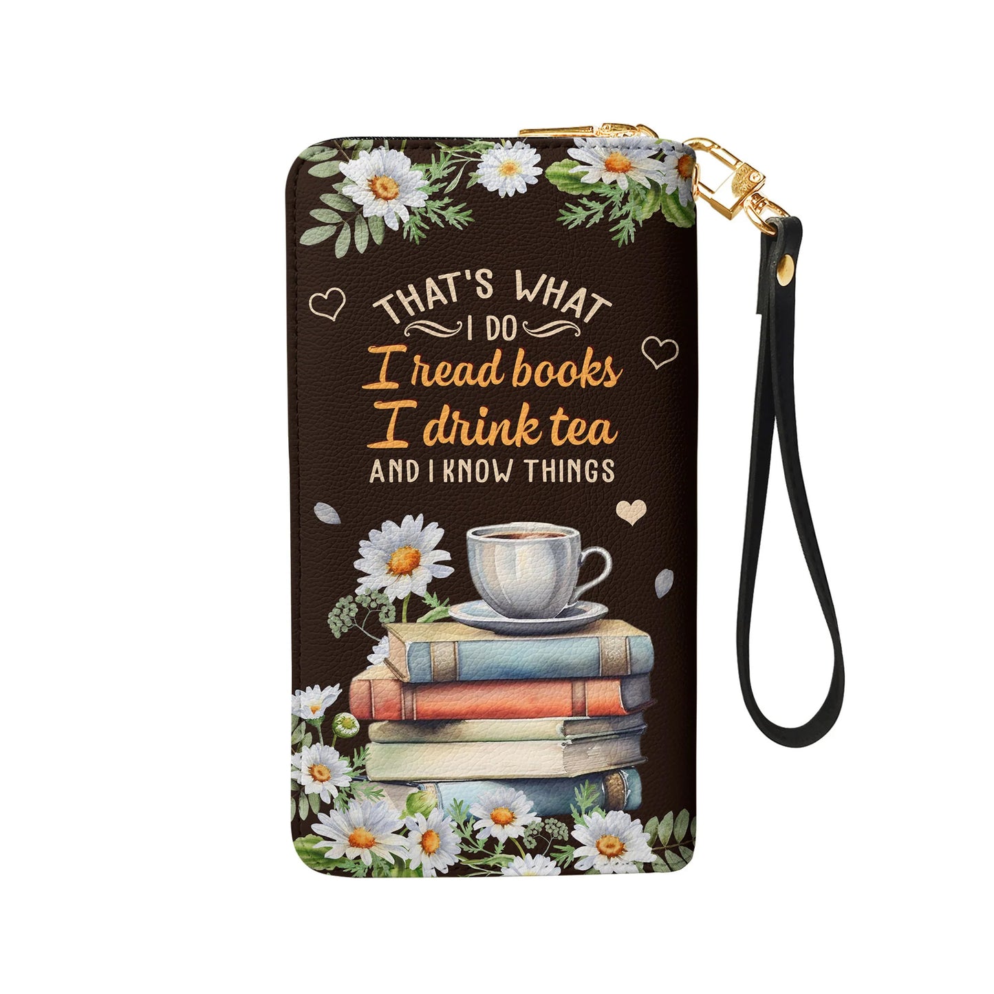 Christianartbag Clutch Purse, Thats What I Do I Read Books I Drink Tea And I Know Things Clutch Purse For Women, Personalized Name, Christian Gifts For Women, CAB01050124. - Christian Art Bag