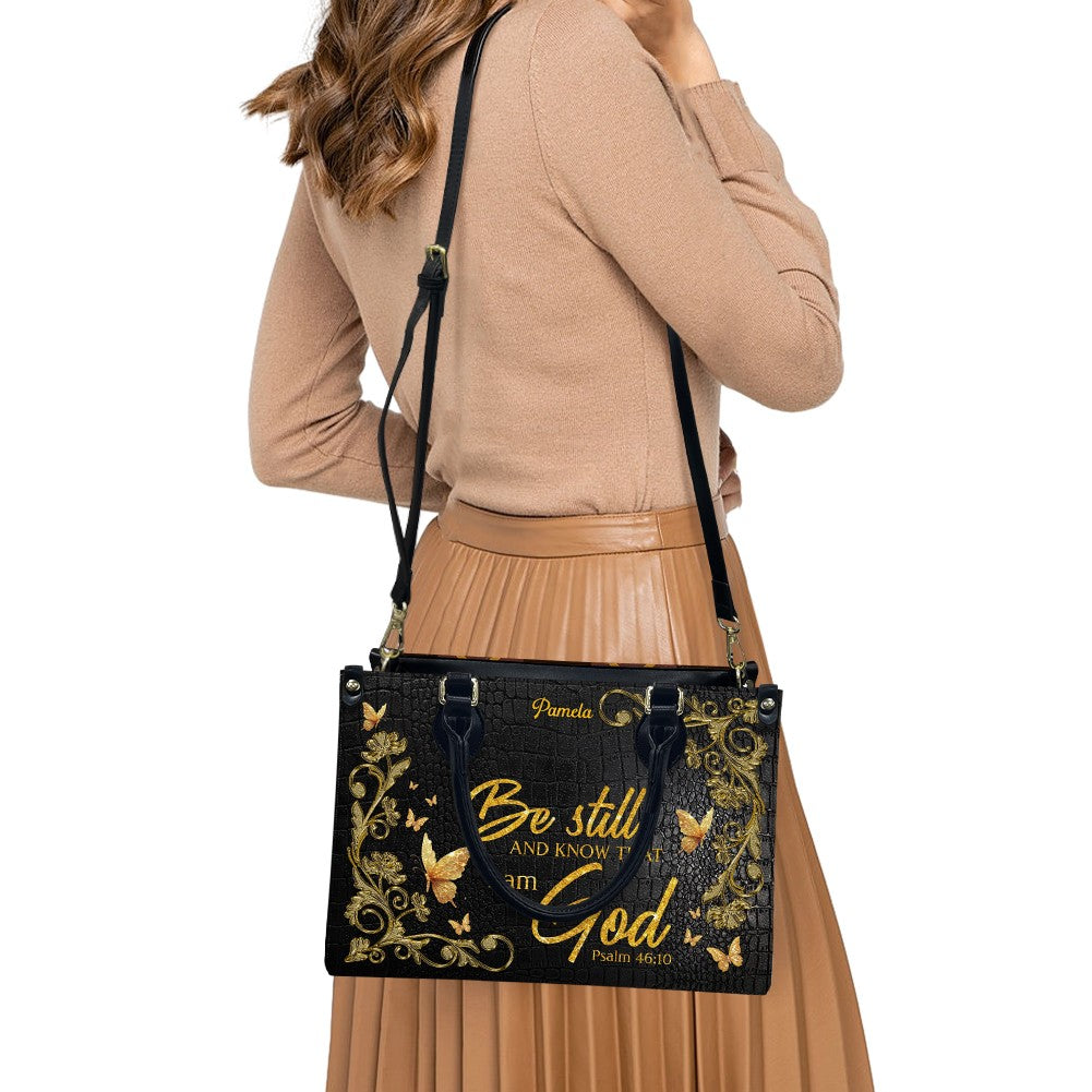 Personalized Leather Handbag – Rediscovering Self – Be still and know that I am God – Psalm 46:10 | CHRISTIANARTBAG