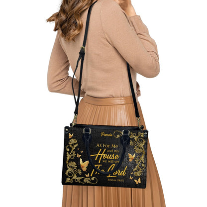 Personalized Leather Handbag – Family Faith – As for me and my house, we will serve the Lord – Joshua 24:15 | CHRISTIANARTBAG