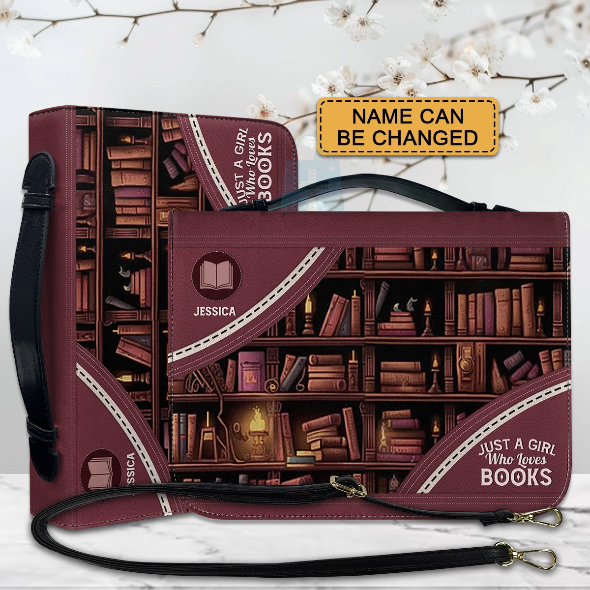 CHRISTIANARTBAG Book Covers - Just A Girl Who Loves Books - Book Cover Red - Personalized Book Cover.