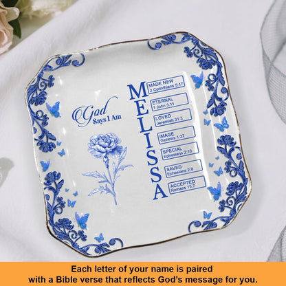 Personalized Jewelry Dish – Birth Month Flower & Bible Verse for Each Letter